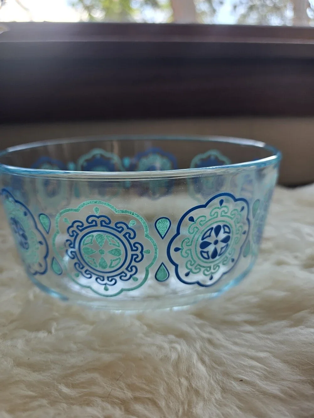 Vintage Pyrex 2.5L Blue Medallion Glass Mixing Bowl 8.5